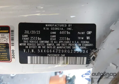 2024 Kia K5 Gt-Line z USA, uszkodzony, nr VIN 5XXG64J29RG235934